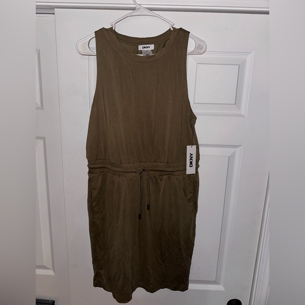 DKNY Olive Green Sleeveless Dress